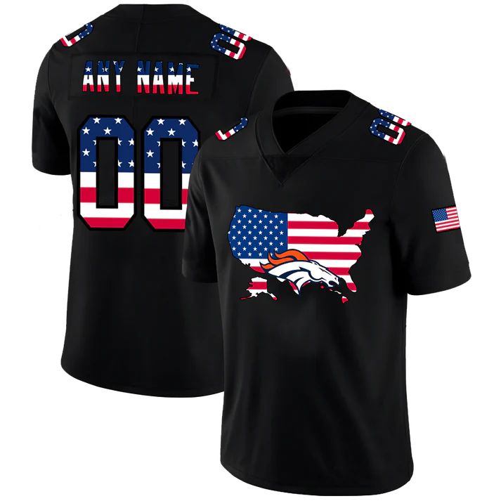 Custom1 Denver Broncos Football Black Limited Fashion Flag Stitched Jersey1 American Football Jerseys football jersey product view 1