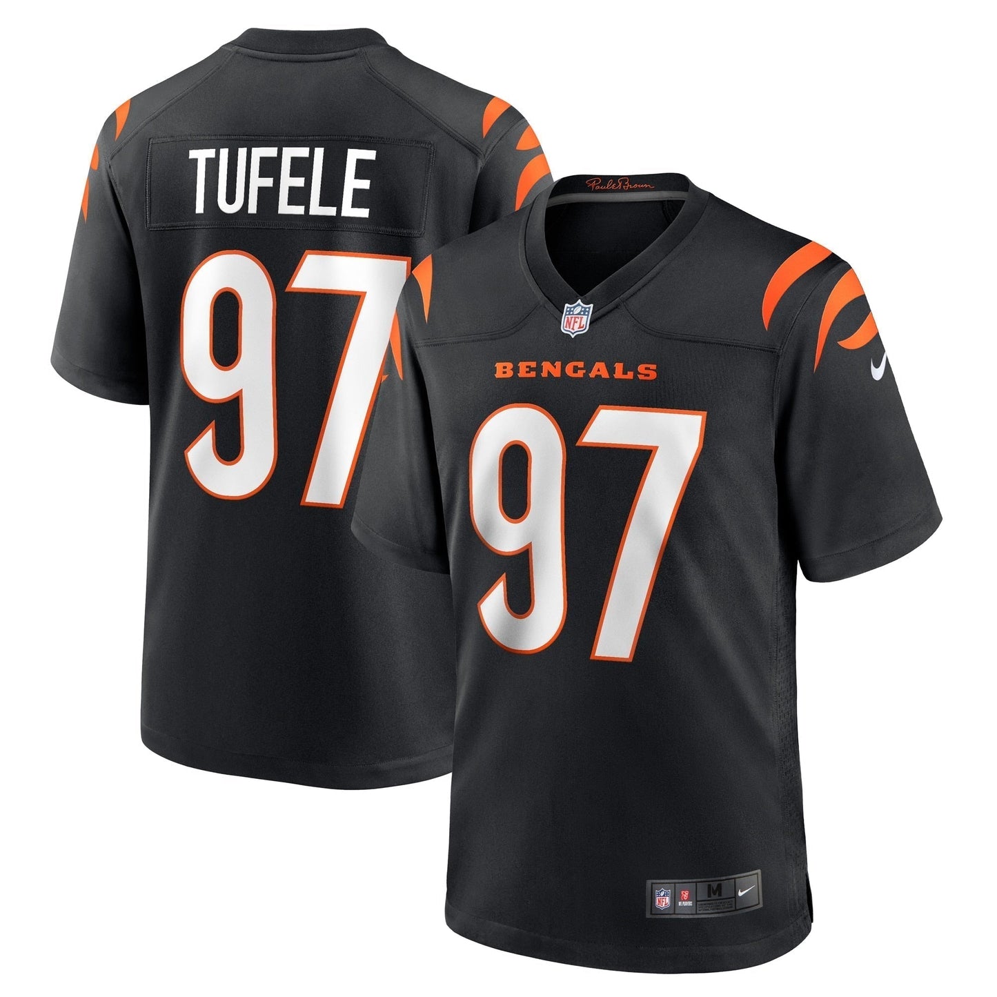 Jay Tufele Cincinnati Bengals Game Jersey - Black football jersey product view 1