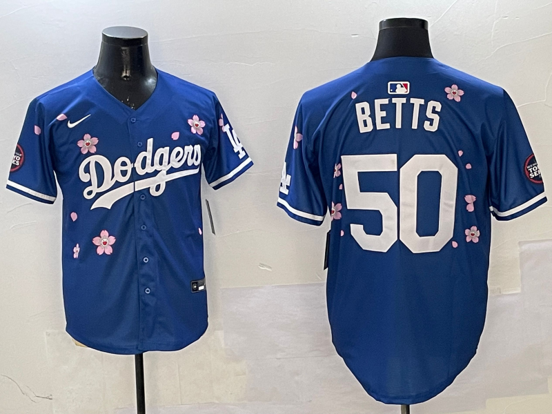 Men's Los Angeles Dodgers Mookie Betts #50 Royal Alternate Replica Player Jersey1 baseball jersey product view 1