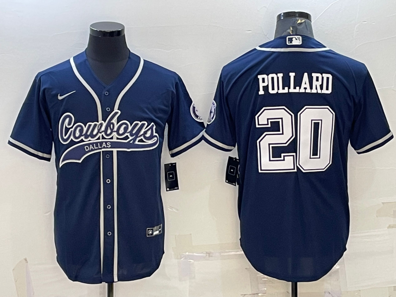 Men's Dallas Cowboys Tony Pollard Navy Game Jersey Joint Edition football jersey product view 1