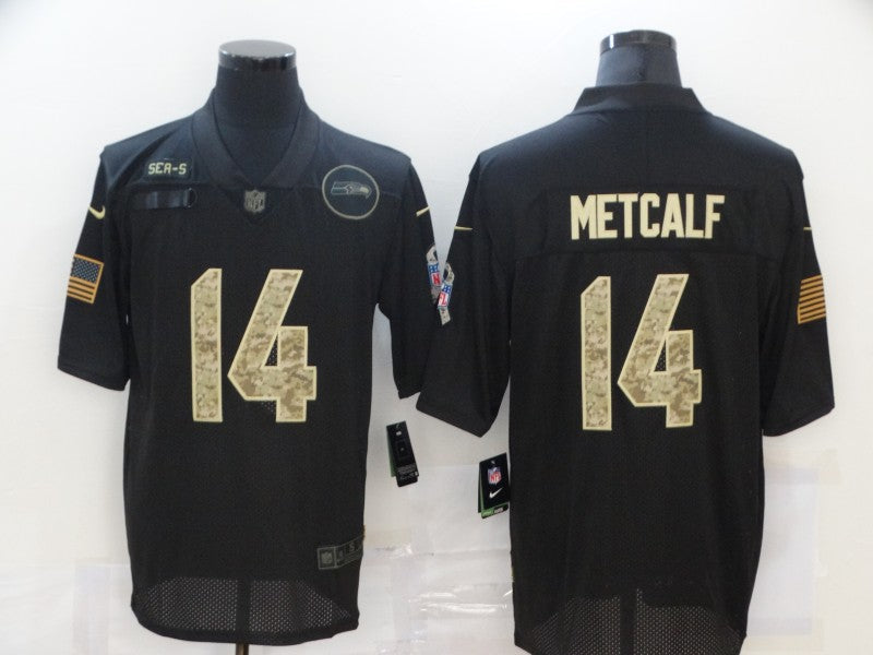 Men's Seattle Seahawks DK Metcalf #14 Black Player Game Jersey football jersey product view 1