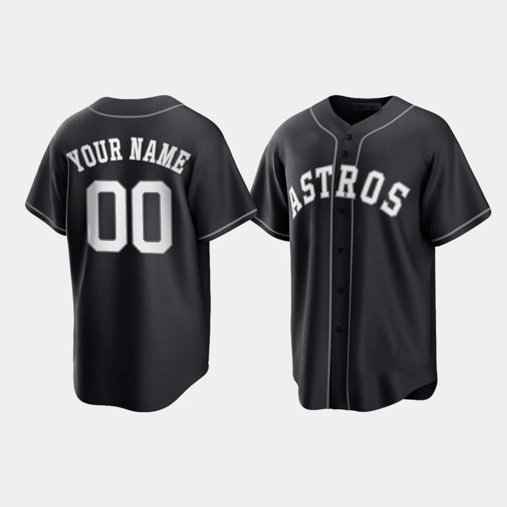 Men's Houston Astros Black Replica Custom Jersey1 baseball jersey product view 1
