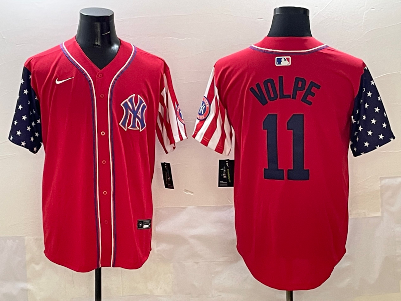 Men's New York Yankees Anthony Volpe #11 Red Limited Player Jersey baseball jersey product view 1