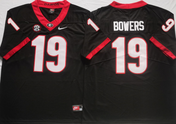 Men's Georgia Bulldogs Brock Bowers #19 Black Player Game Jersey sports jersey product view 1