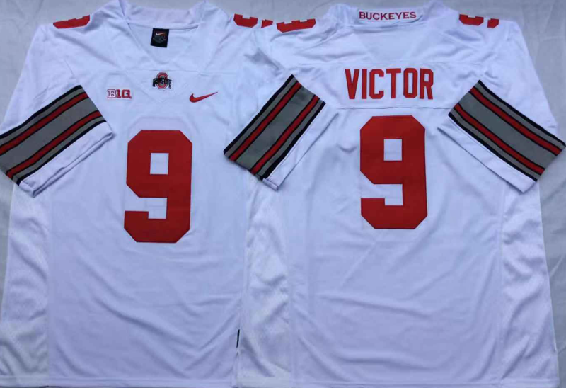 Men's Ohio State Buckeyes Binjimen Victor White Player Game Jersey sports jersey product view 1