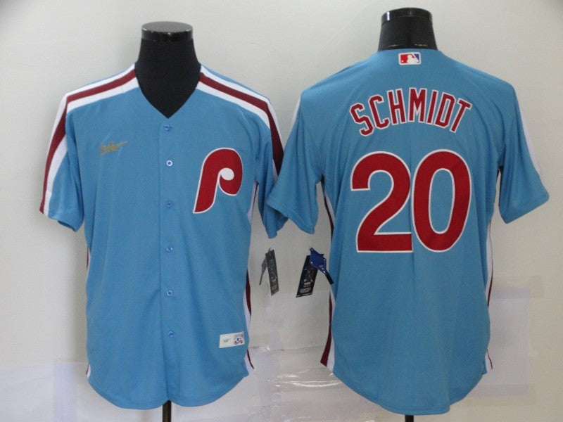 Men's Philadelphia Phillies Mike Schmidt Blue Replica Baseball Jersey baseball jersey product view 1