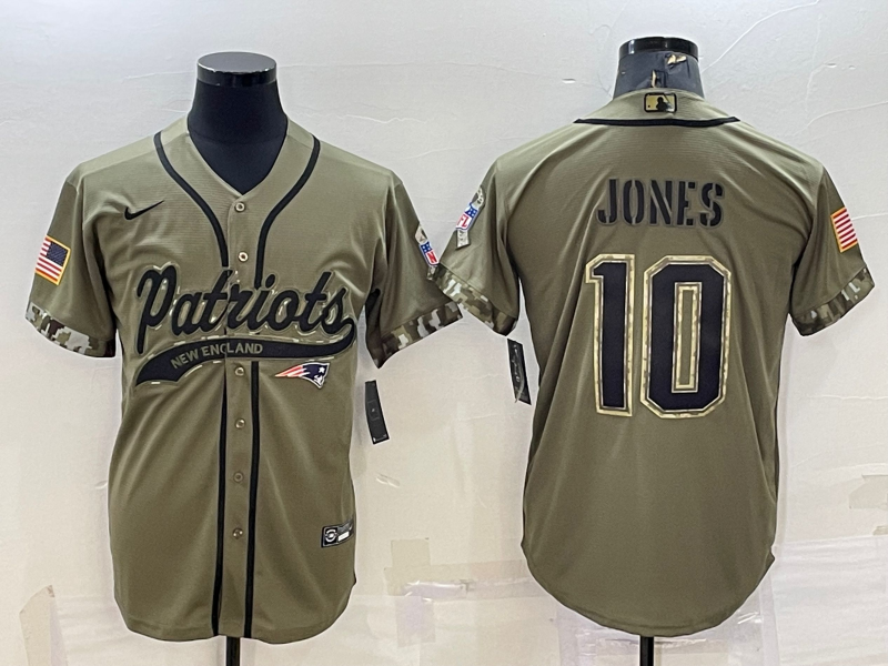 Men's New England Patriots Mac Jones Olive 2022 Salute To Service Limited Jersey Joint Edition football jersey product view 1