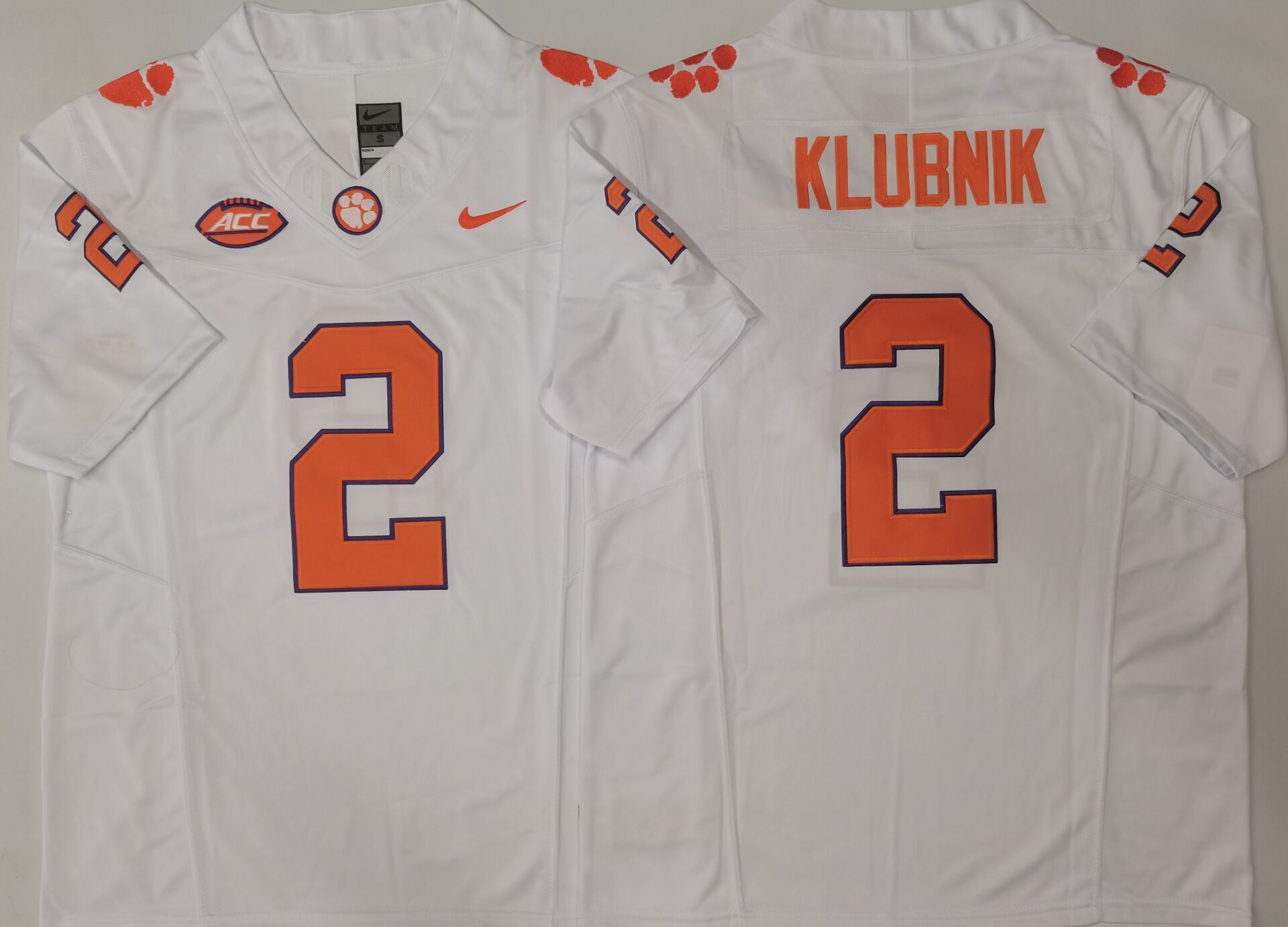 Men's Clemson Tigers Cade Klubnik #2 White Player Jersey sports jersey product view 1
