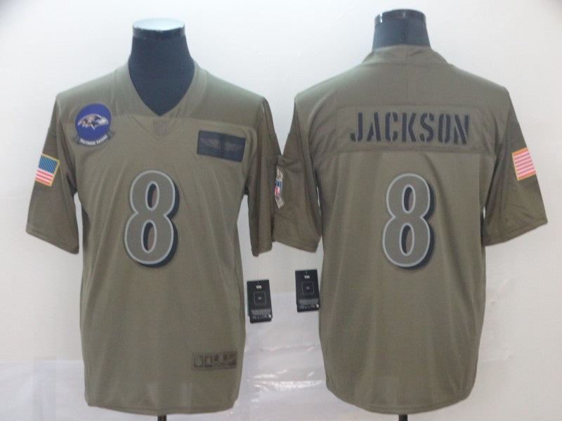 Men's Baltimore Ravens #8 Lamar Jackson Grey Jersey1 football jersey product view 1