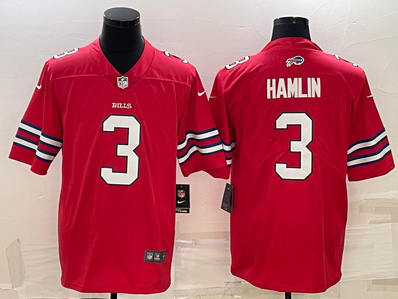 Men's Buffalo Bills Damar Hamlin #3 Red Game Jersey1 football jersey product view 1