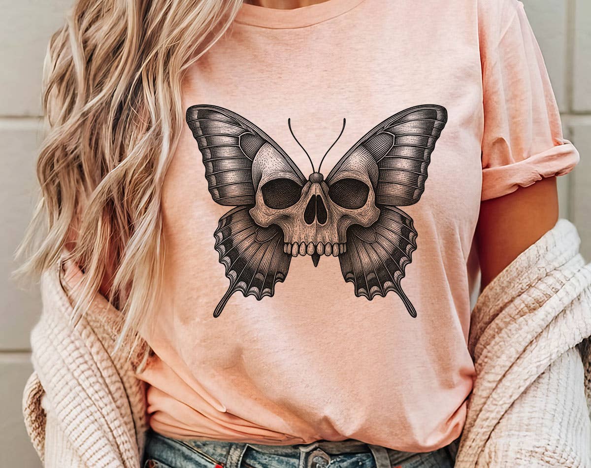 Skull Butterfly Gothic Horror Art Moth T-Shirt Unisex T-shirt, Sweatshirt, Hoodie, Long Sleeve Tee - T-Shirt, Sweatshirt, Hoodie