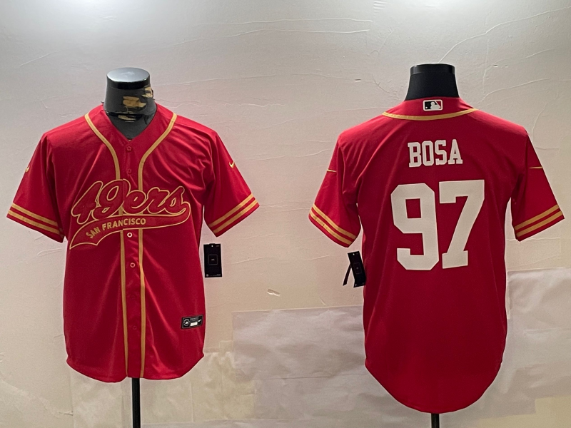 Men's San Francisco 49ers Nick Bosa Scarlet Team Game Jersey football jersey product view 1