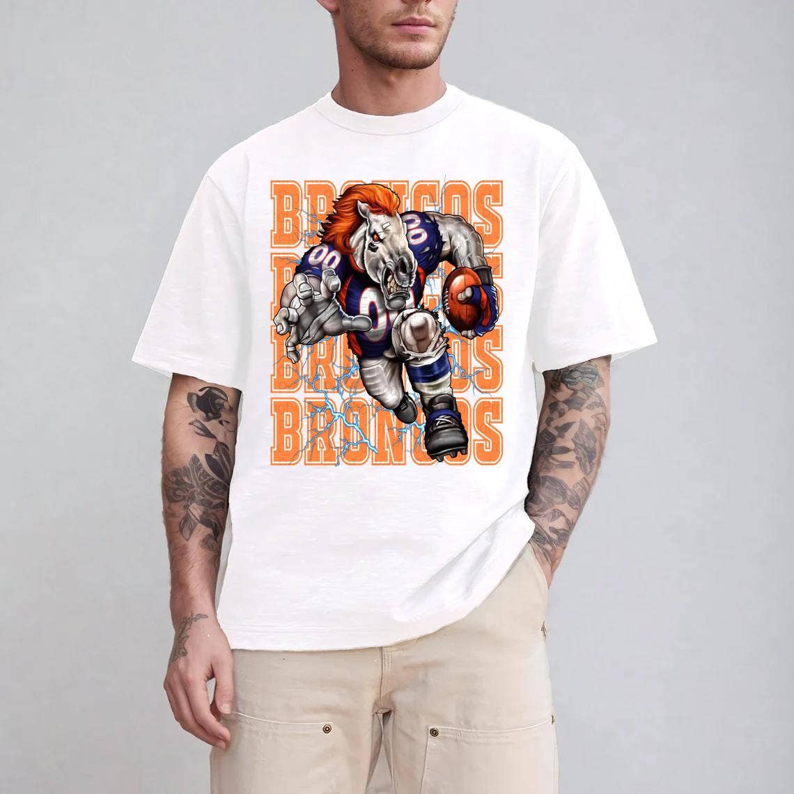 Fierce Broncos Football Mascot T-Shirt Design For Fans Unisex T-shirt, Sweatshirt, Hoodie, Long Sleeve Tee - T-Shirt, Sweatshirt, Hoodie