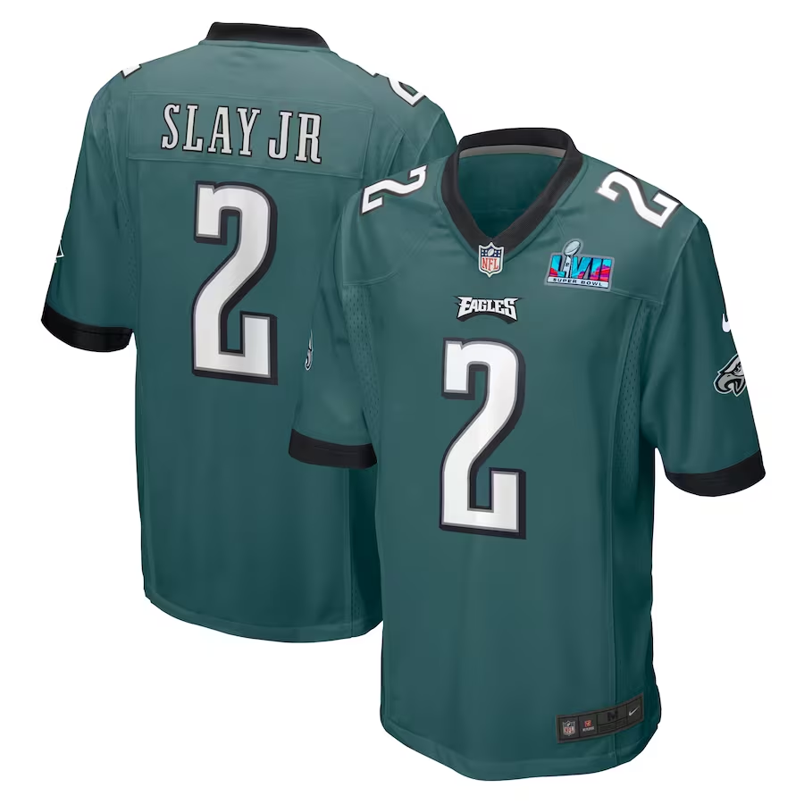 Men's Philadelphia Eagles Darius Slay Jr. Midnight Green Super Bowl LVII Patch Game Jersey football jersey product view 1