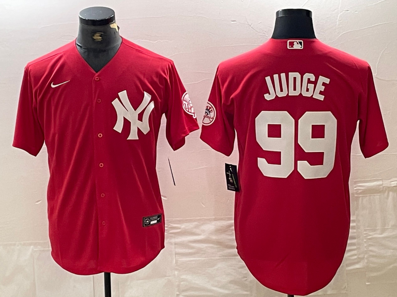 Men's New York Yankees Aaron Judge #99 Red Replica Player Jersey baseball jersey product view 1