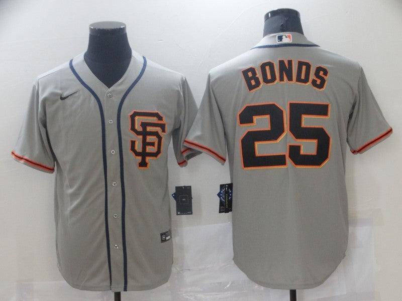 Men's San Francisco Giants Barry Bonds Gray Replica Baseball Jersey baseball jersey product view 1
