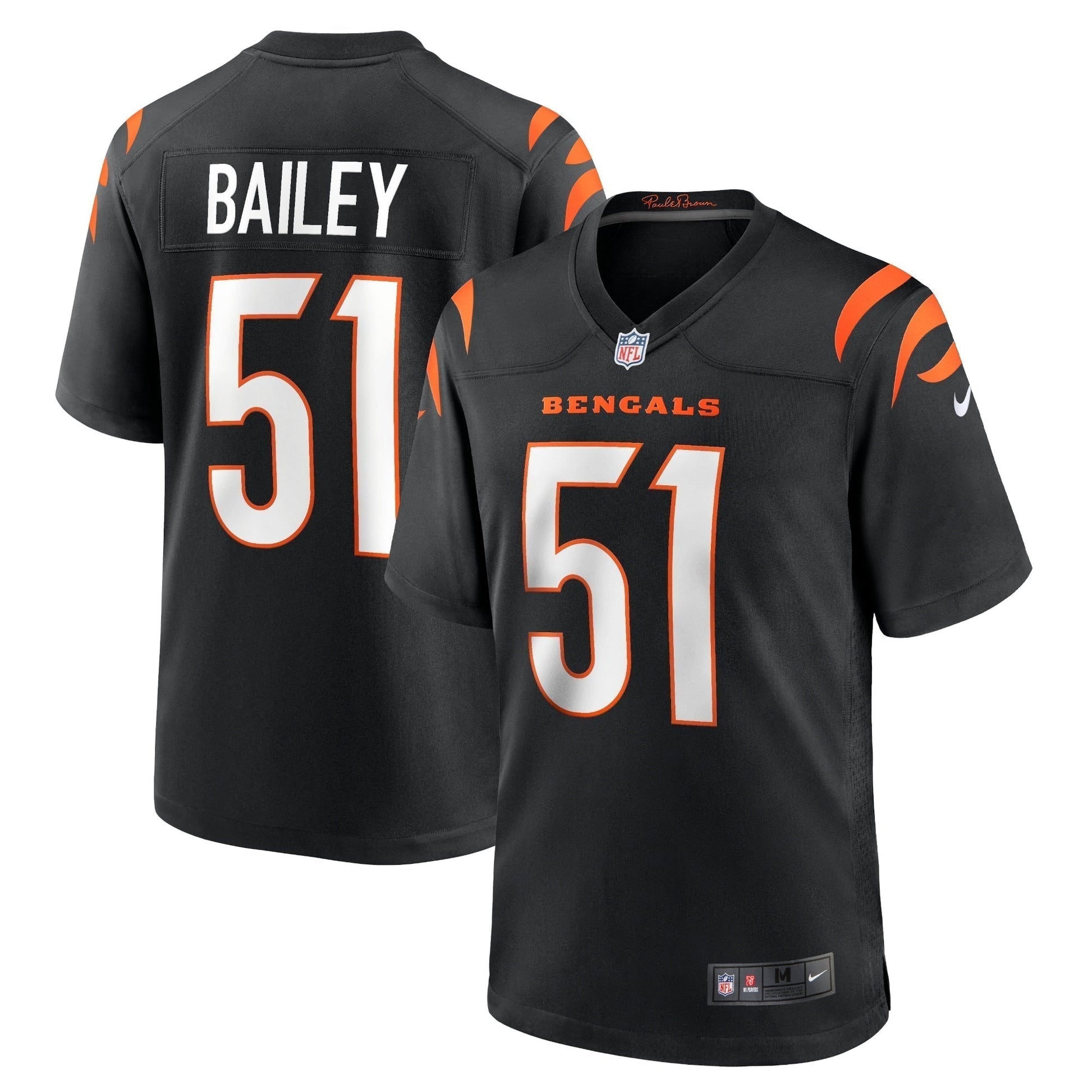 Markus Bailey Cincinnati Bengals Game Jersey - Black football jersey product view 1