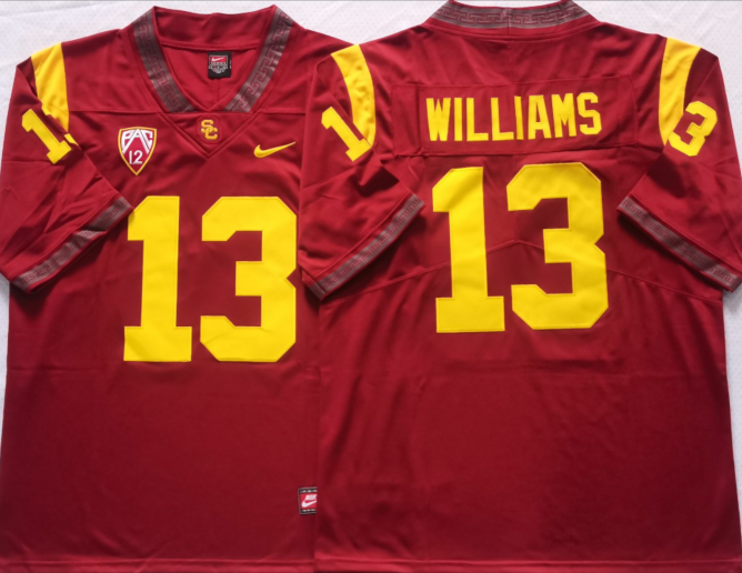 Men's USC Trojans Caleb Williams #13 Cardinal Player Game Jersey sports jersey product view 1