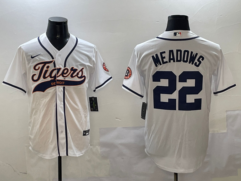 Men's Detroit Tigers Parker Meadows #22 White Player Jersey1 baseball jersey product view 1