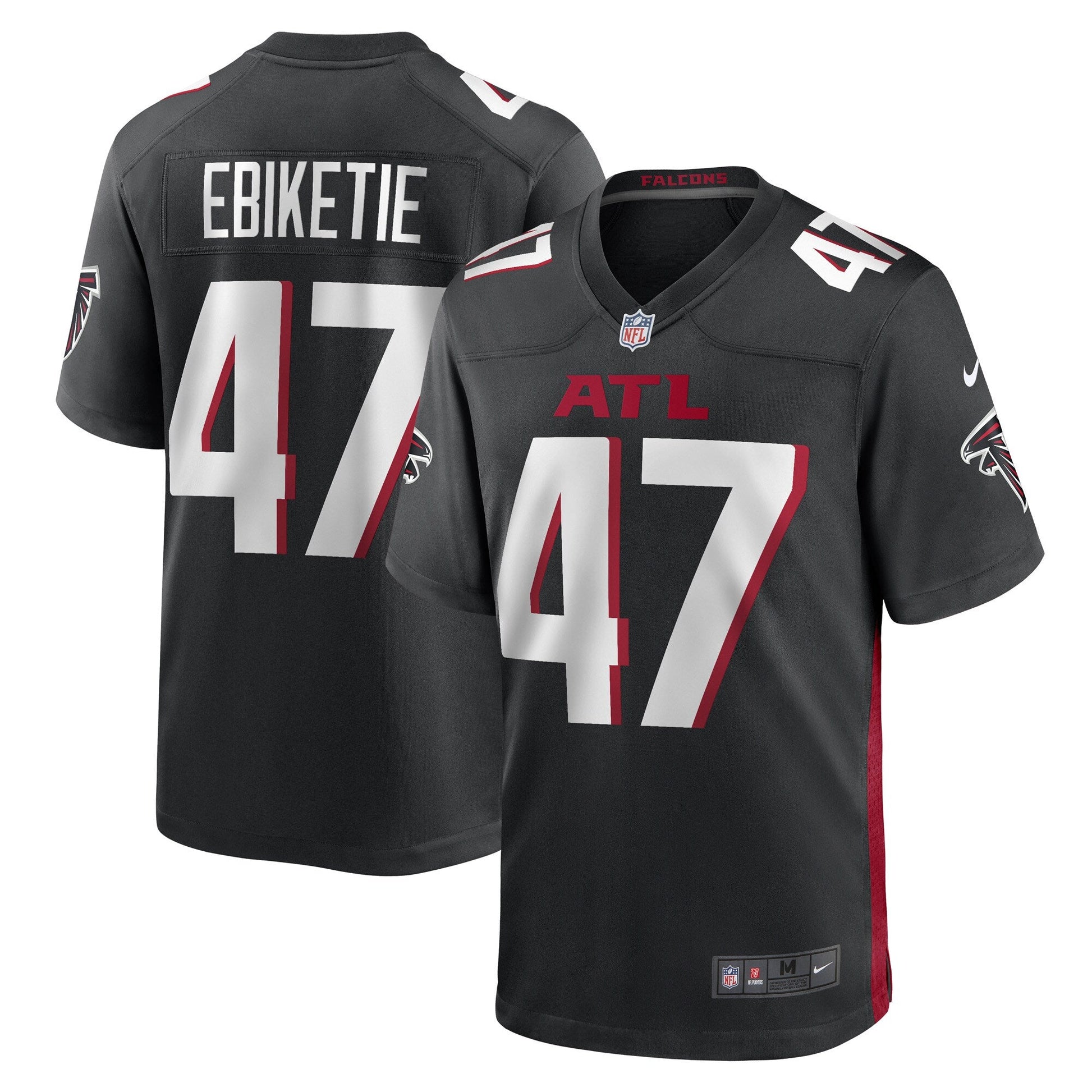 Arnold Ebiketie Atlanta Falcons Game Jersey - Black football jersey product view 1