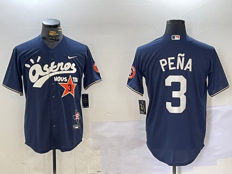 Men's Houston Astros Jeremy Pena #3 Navy Game Player Jersey1 baseball jersey product view 1