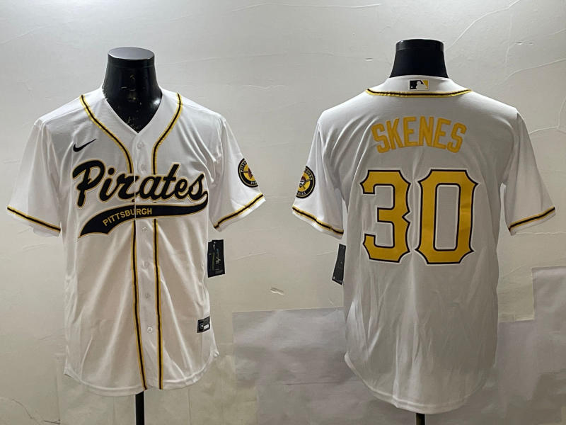 Men's Pittsburgh Pirates Paul Skenes White Replica Player Jersey baseball jersey product view 1
