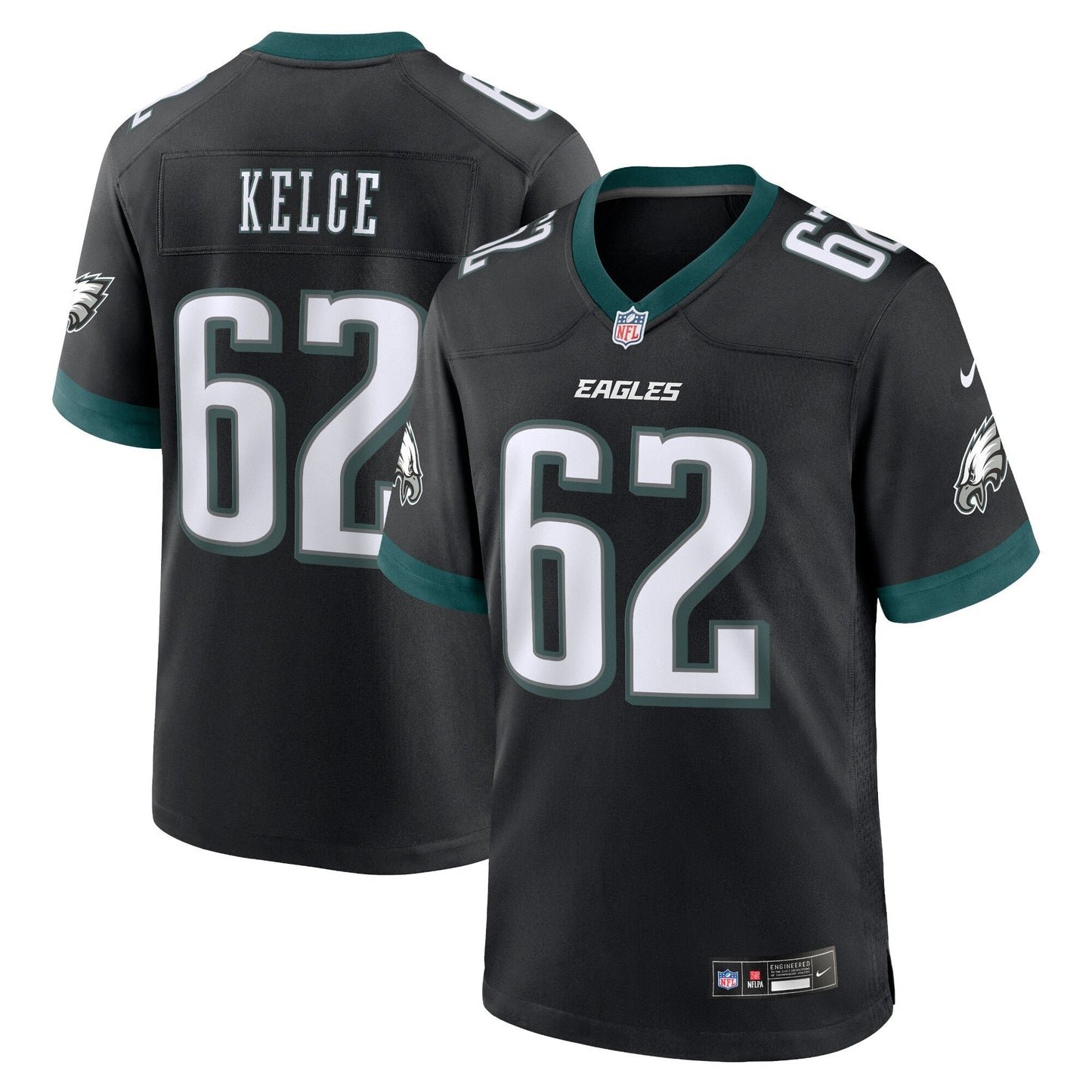 Jason Kelce Philadelphia Eagles Alternate Game Jersey - Black football jersey product view 1