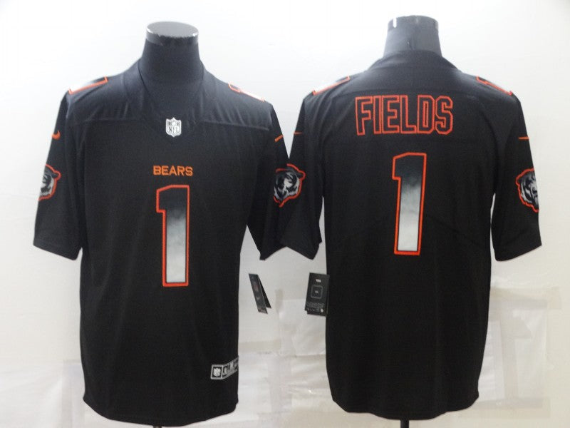 Men's Chicago Bears Justin Fields #1 Black Game Jersey1 football jersey product view 1