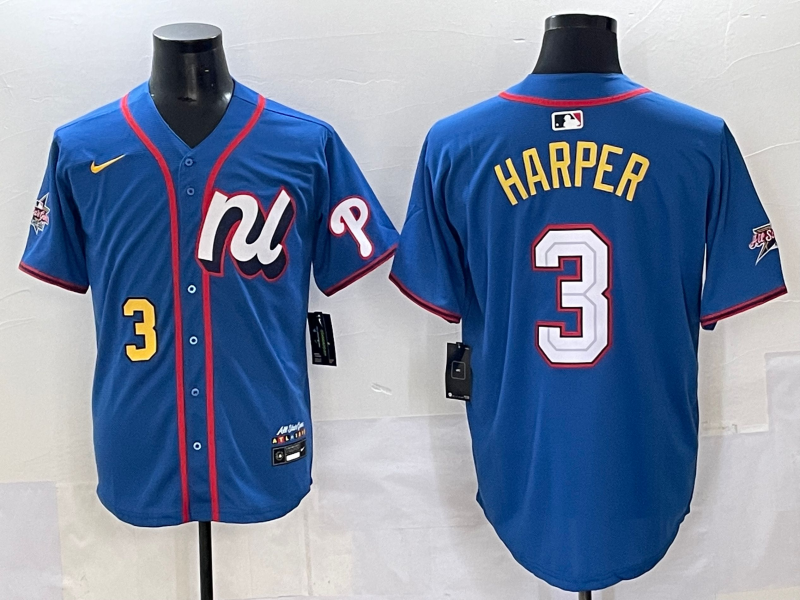 Men's National League Bryce Harper Blue 2025 All-Star Edition Limited Player Jersey baseball jersey product view 1