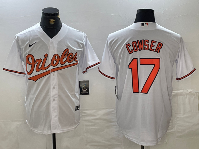 Men's Baltimore Orioles Colton Cowser White Replica Player Jersey baseball jersey product view 1