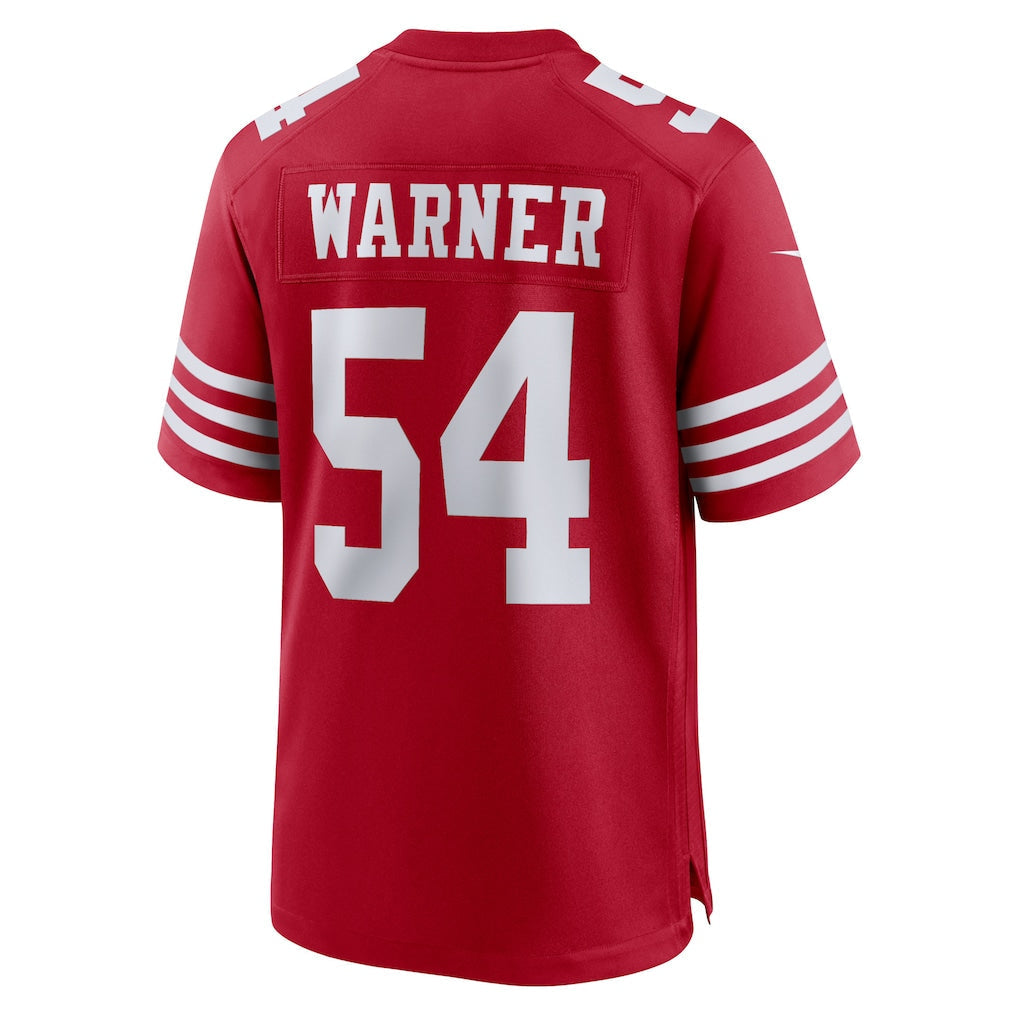 SF.49ers #54 Fred Warner Scarlet Player Game Jersey football jersey product view 1