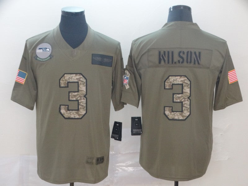 Men's Seattle Seahawks Russell Wilson #3 Brown Game Player Jersey football jersey product view 1