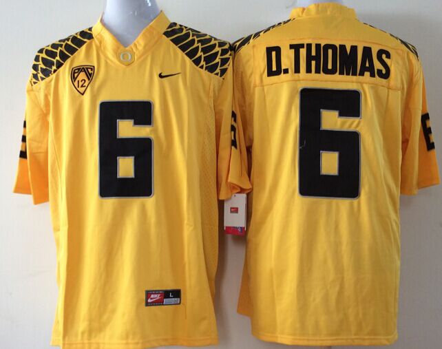 Men's Oregon Ducks De'Anthony Thomas #6 Yellow Player Game Jersey sports jersey product view 1