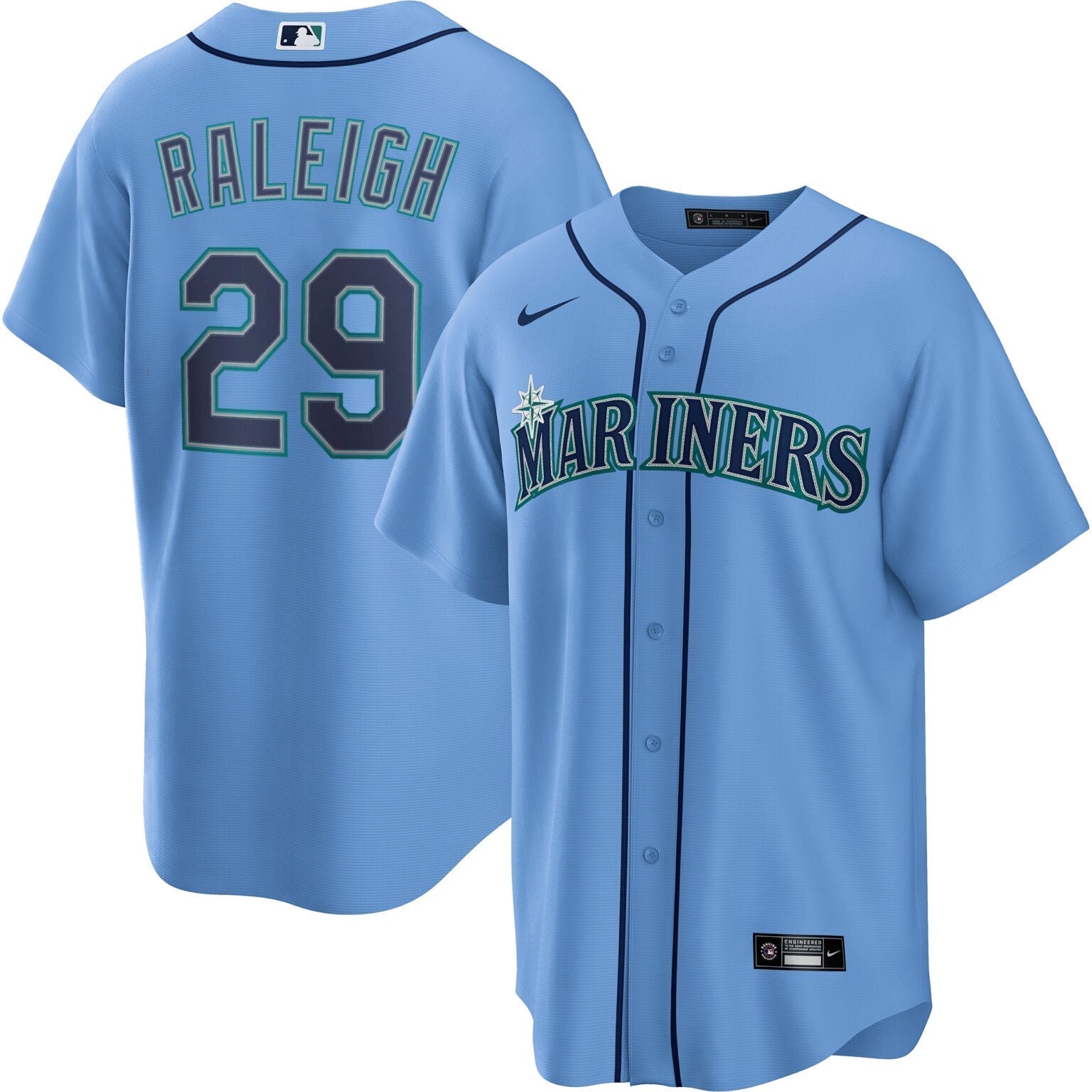 Cal Raleigh Seattle Mariners Alternate Jersey Light Blue baseball jersey product view 1