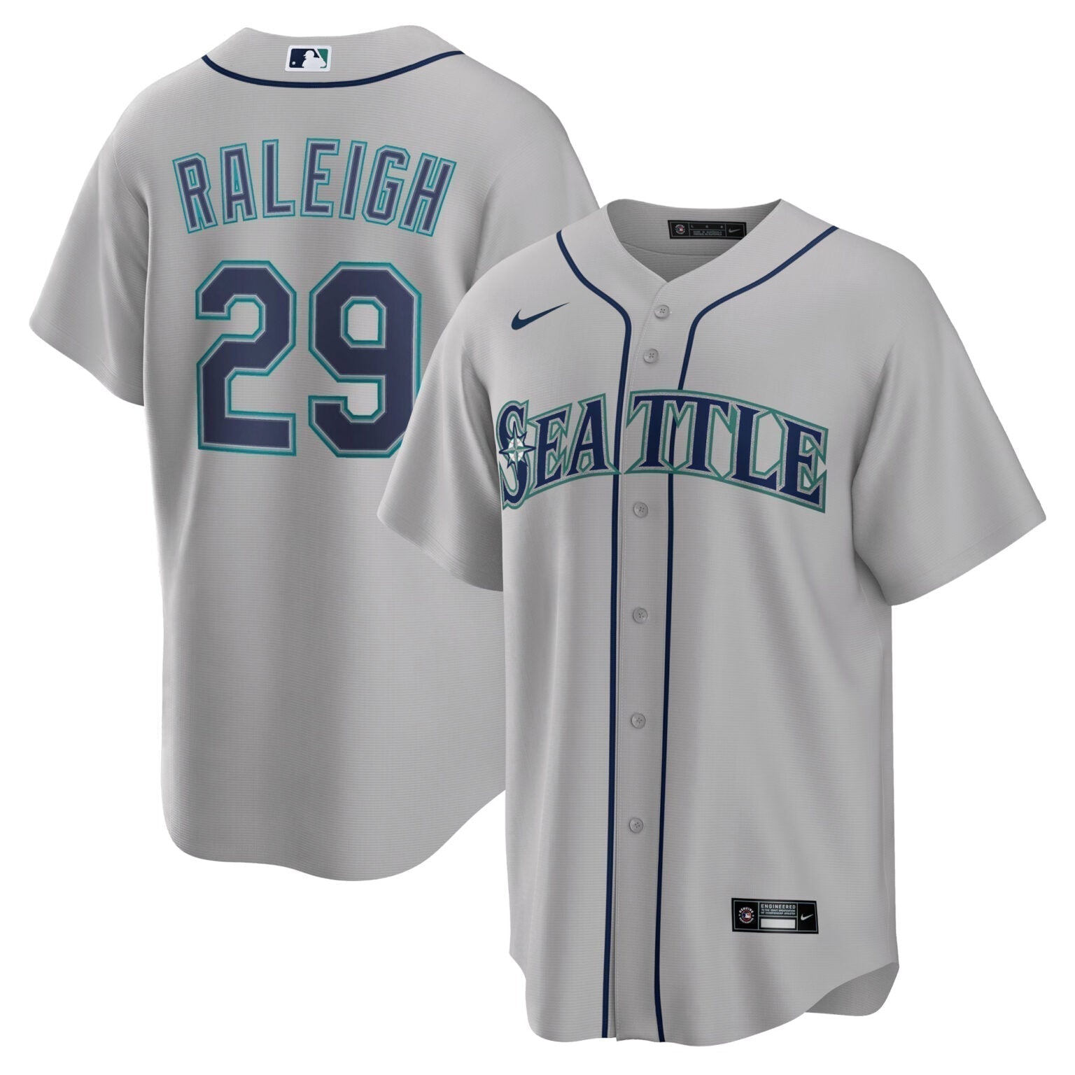Cal Raleigh Seattle Mariners Road Jersey Gray baseball jersey product view 1