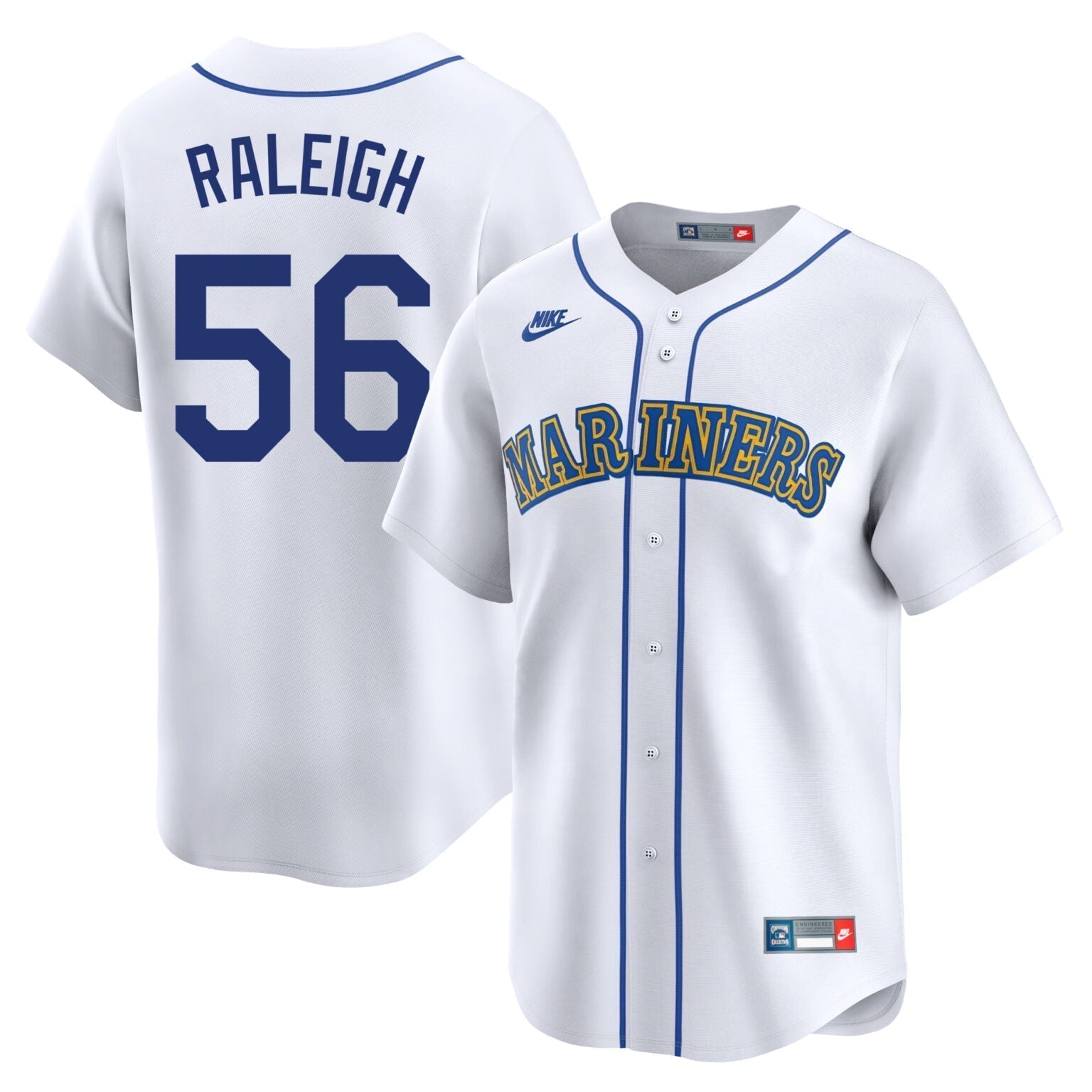 Cal Raleigh Seattle Mariners Throwback Jersey White baseball jersey product view 1