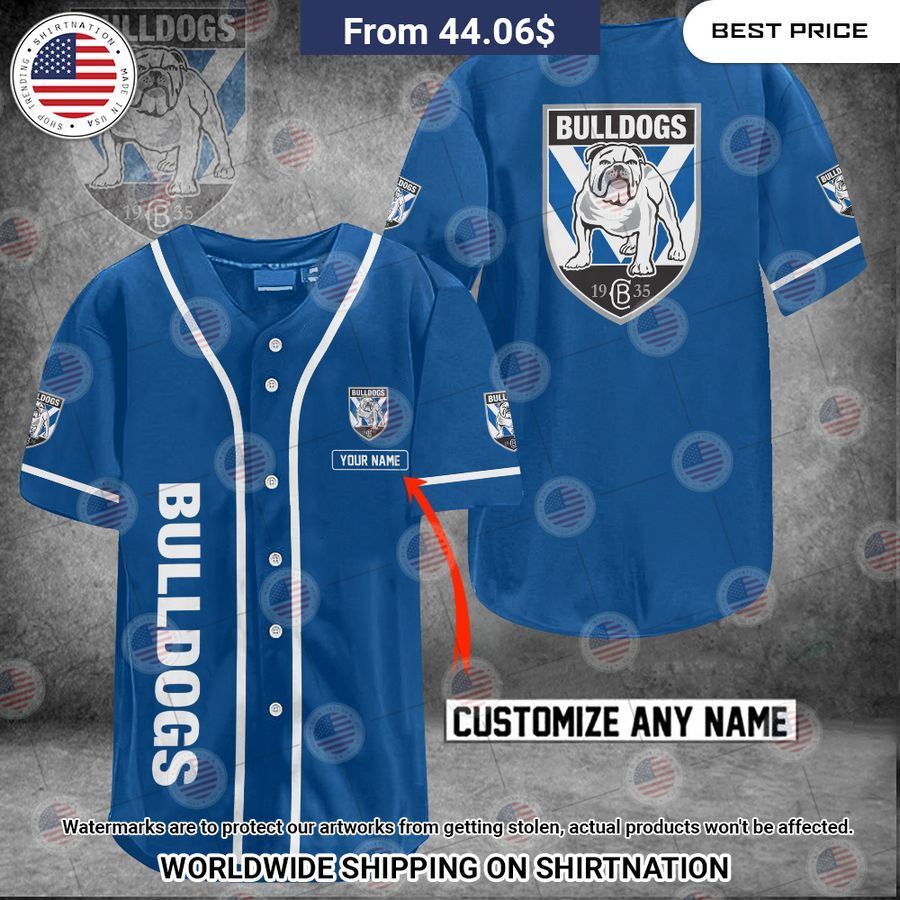 Canterbury Bulldogs Custom Name Baseball Jersey Unisex T-shirt, Sweatshirt, Hoodie, Long Sleeve Tee - T-Shirt, Sweatshirt, Hoodie