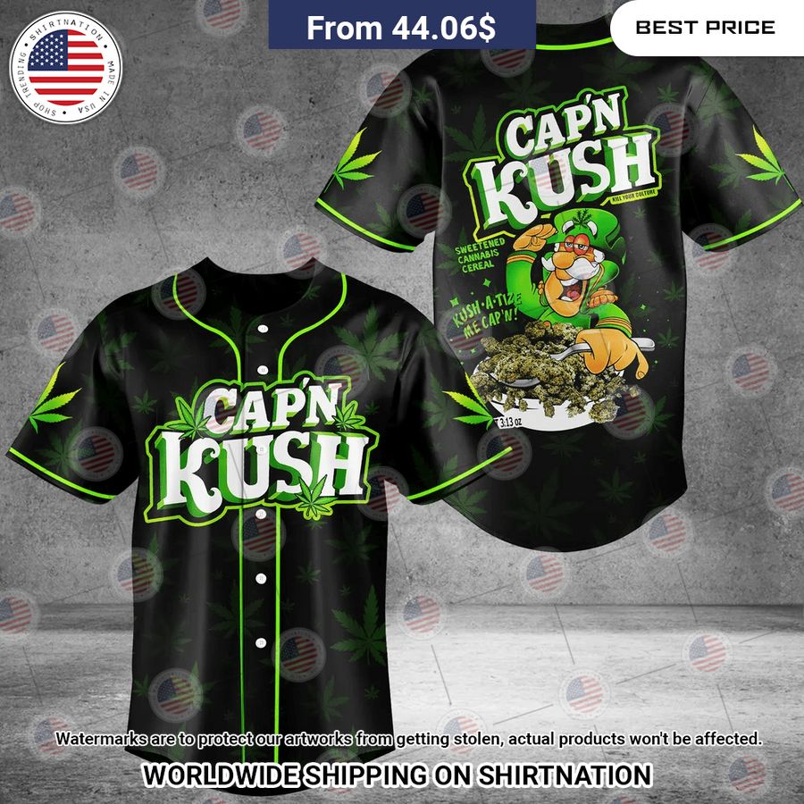 Cap'N Kush Baseball Jersey Unisex T-shirt, Sweatshirt, Hoodie, Long Sleeve Tee - T-Shirt, Sweatshirt, Hoodie