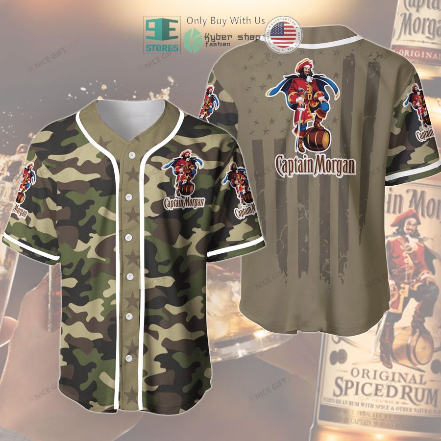 BEST Captain Morgan United States Flag green camo Baseball Jersey Unisex T-shirt, Sweatshirt, Hoodie, Long Sleeve Tee - T-Shirt, Sweatshirt, Hoodie
