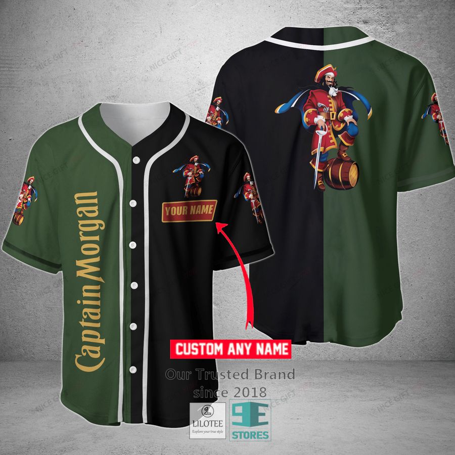 Captain Morgan Your Name black Green Baseball Jersey Unisex T-shirt, Sweatshirt, Hoodie, Long Sleeve Tee - T-Shirt, Sweatshirt, Hoodie