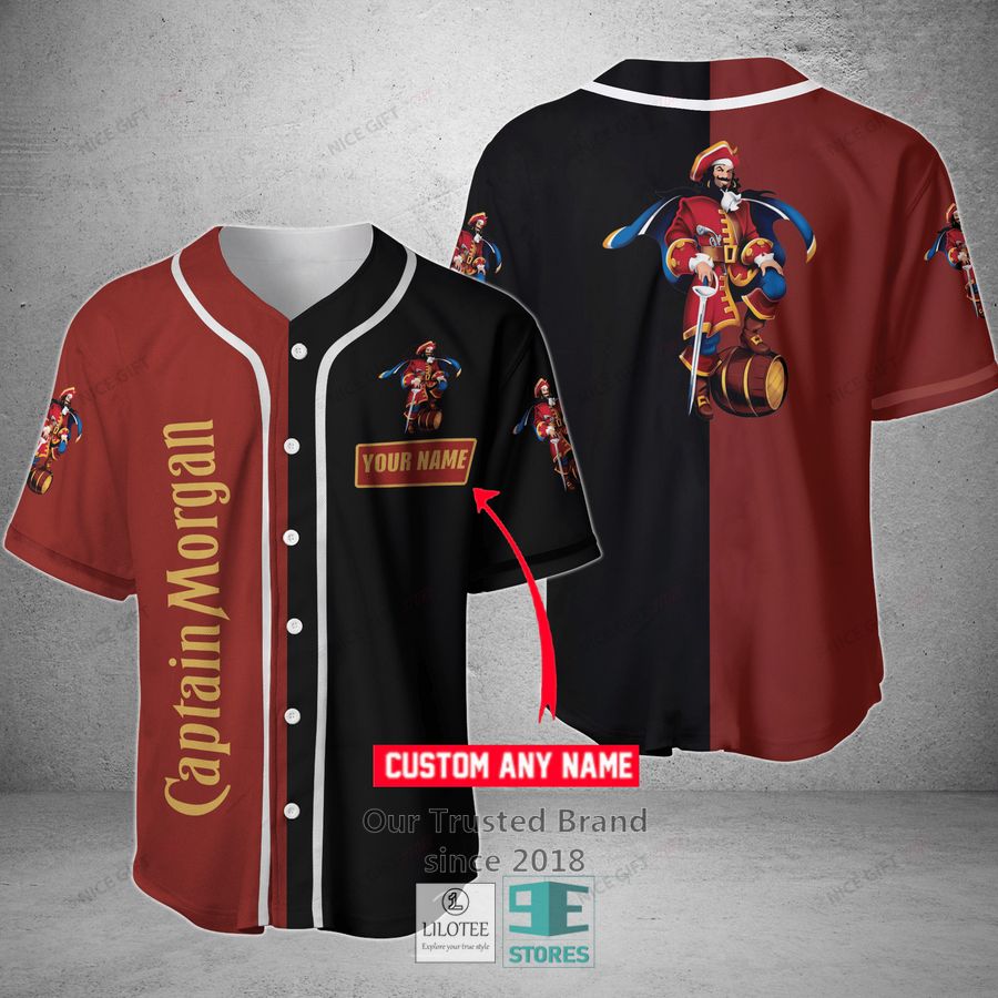 Captain Morgan Your Name Black Red Baseball Jersey Unisex T-shirt, Sweatshirt, Hoodie, Long Sleeve Tee - T-Shirt, Sweatshirt, Hoodie