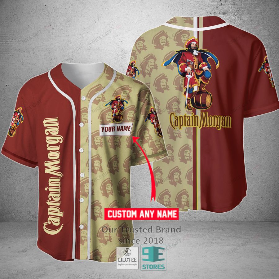 Captain Morgan Your Name Dark Red Baseball Jersey Unisex T-shirt, Sweatshirt, Hoodie, Long Sleeve Tee - T-Shirt, Sweatshirt, Hoodie