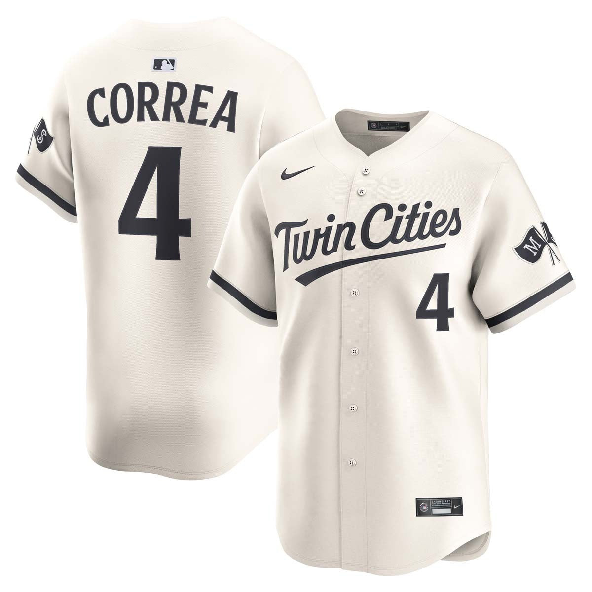 Carlos Correa Minnesota Twins Alternate Jersey - Cream baseball jersey product view 1