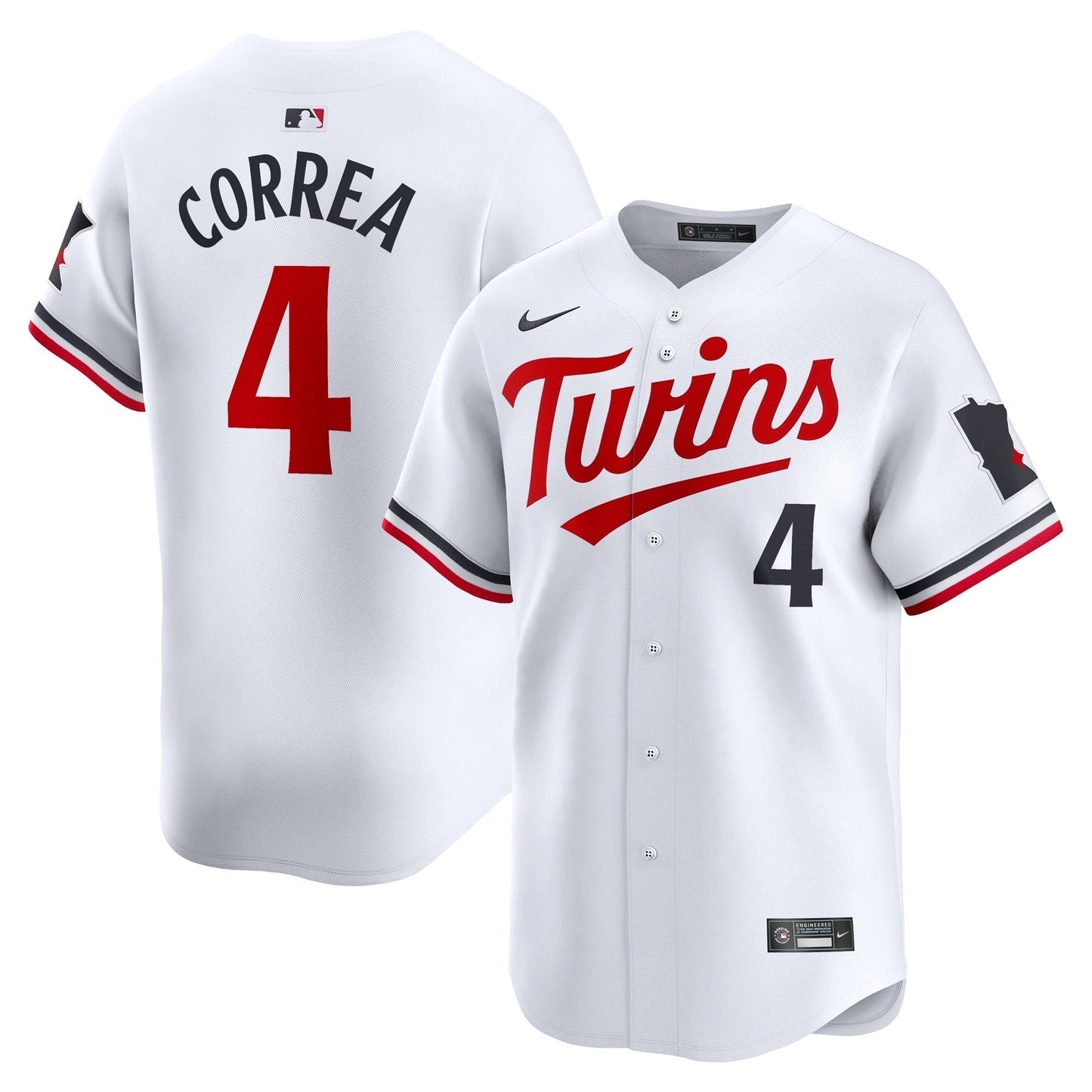 Carlos Correa Minnesota Twins Home Jersey - White baseball jersey product view 1