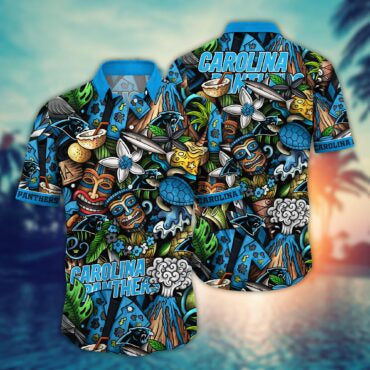 Carolina Panthers Coastal Gridiron Hawaiian Shirt Unisex T-shirt, Sweatshirt, Hoodie, Long Sleeve Tee - T-Shirt, Sweatshirt, Hoodie