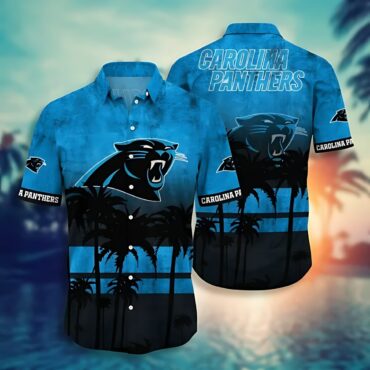 Carolina Panthers Midnight Tropics Hawaiian Shirt Unisex T-shirt, Sweatshirt, Hoodie, Long Sleeve Tee - T-Shirt, Sweatshirt, Hoodie