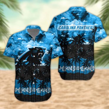 Carolina Panthers Palm Trees Sunset Hawaiian Shirt Unisex T-shirt, Sweatshirt, Hoodie, Long Sleeve Tee - T-Shirt, Sweatshirt, Hoodie