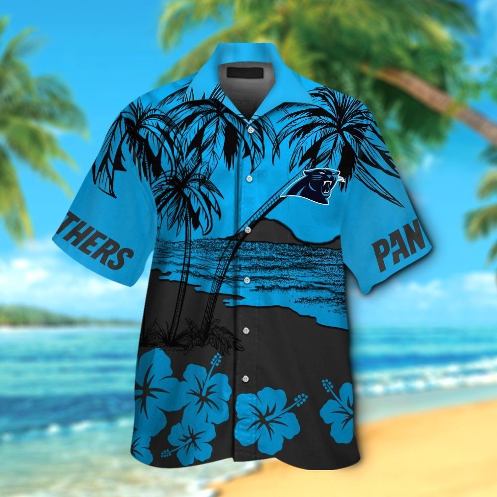 Carolina Panthers Short Sleeve Button Up Tropical Hawaiian Shirt VER01 Unisex T-shirt, Sweatshirt, Hoodie, Long Sleeve Tee - T-Shirt, Sweatshirt, Hoodie