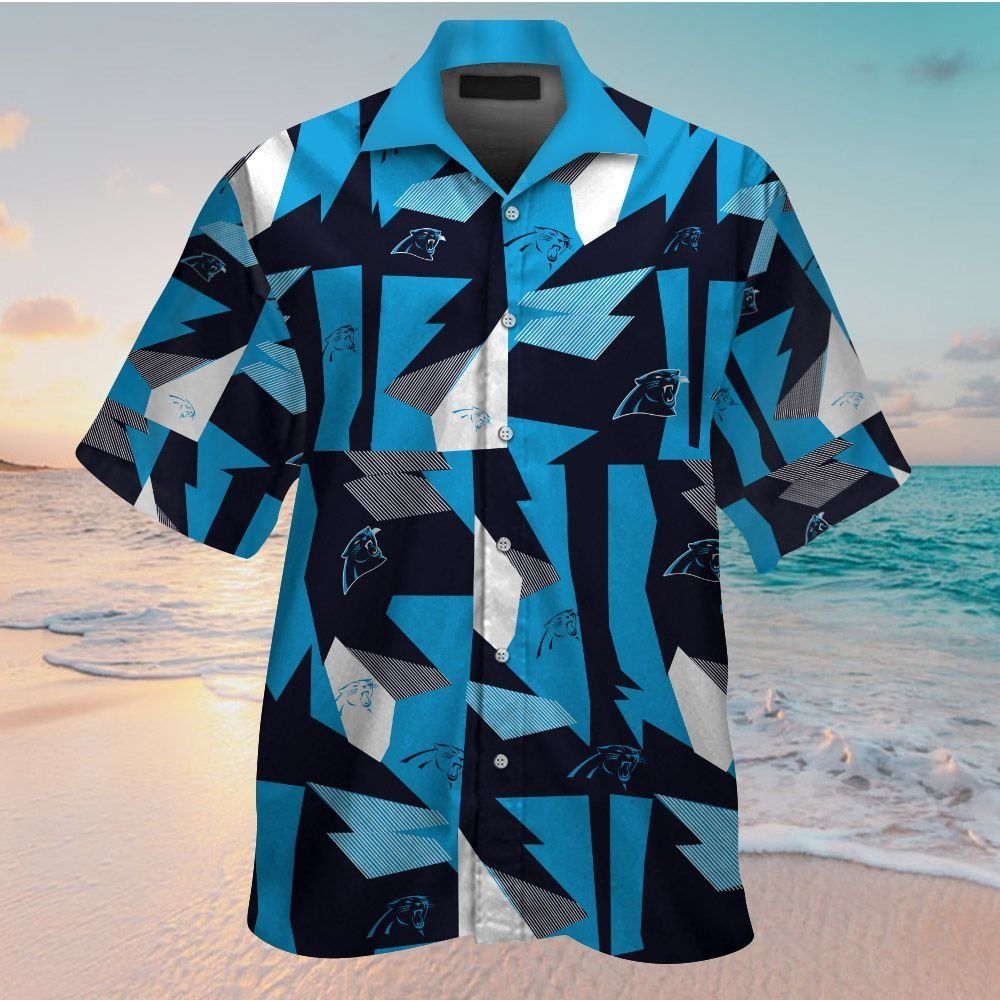 Carolina Panthers Short Sleeve Button Up Tropical Hawaiian Shirt VER010 Unisex T-shirt, Sweatshirt, Hoodie, Long Sleeve Tee - T-Shirt, Sweatshirt, Hoodie
