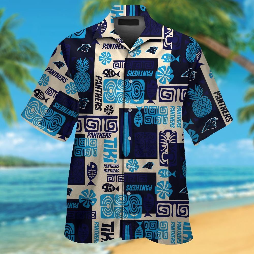 Carolina Panthers Short Sleeve Button Up Tropical Hawaiian Shirt VER012 Unisex T-shirt, Sweatshirt, Hoodie, Long Sleeve Tee - T-Shirt, Sweatshirt, Hoodie